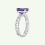 2.56 CT Emerald Cut Hidden Halo & Pave February-Amethyst Birthstone Engagement Ring 16
