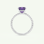 2.56 CT Emerald Cut Hidden Halo & Pave February-Amethyst Birthstone Engagement Ring 17