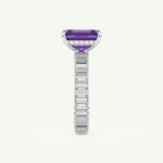 2.56 CT Emerald Cut Hidden Halo & Pave February-Amethyst Birthstone Engagement Ring 18