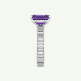 2.56 CT Emerald Cut Hidden Halo & Pave February-Amethyst Birthstone Engagement Ring 18