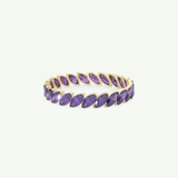 1.2 TCW Marquise Shaped February-Amethyst Birthstone Wedding Band 1