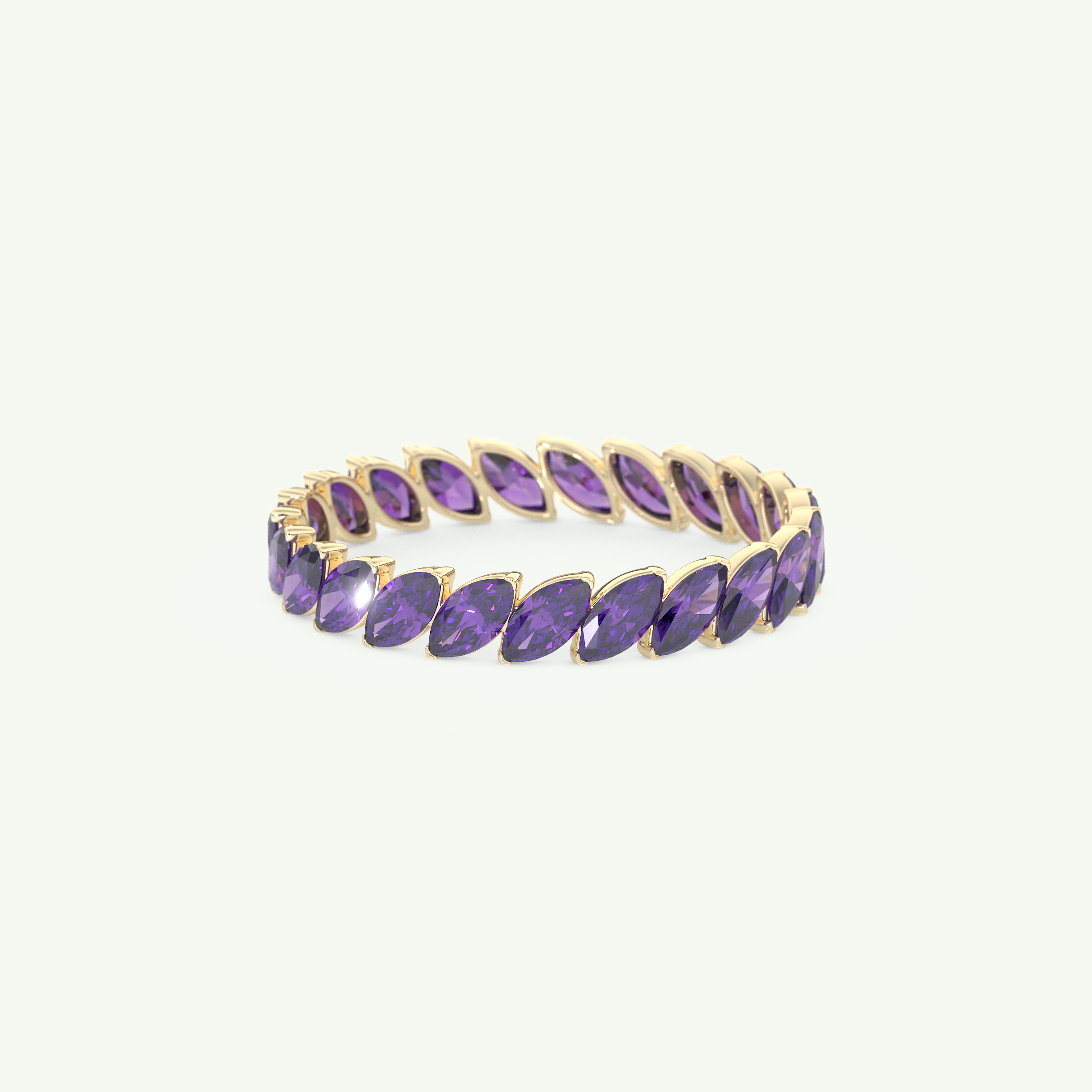 1.2 TCW Marquise Shaped February-Amethyst Birthstone Wedding Band 1