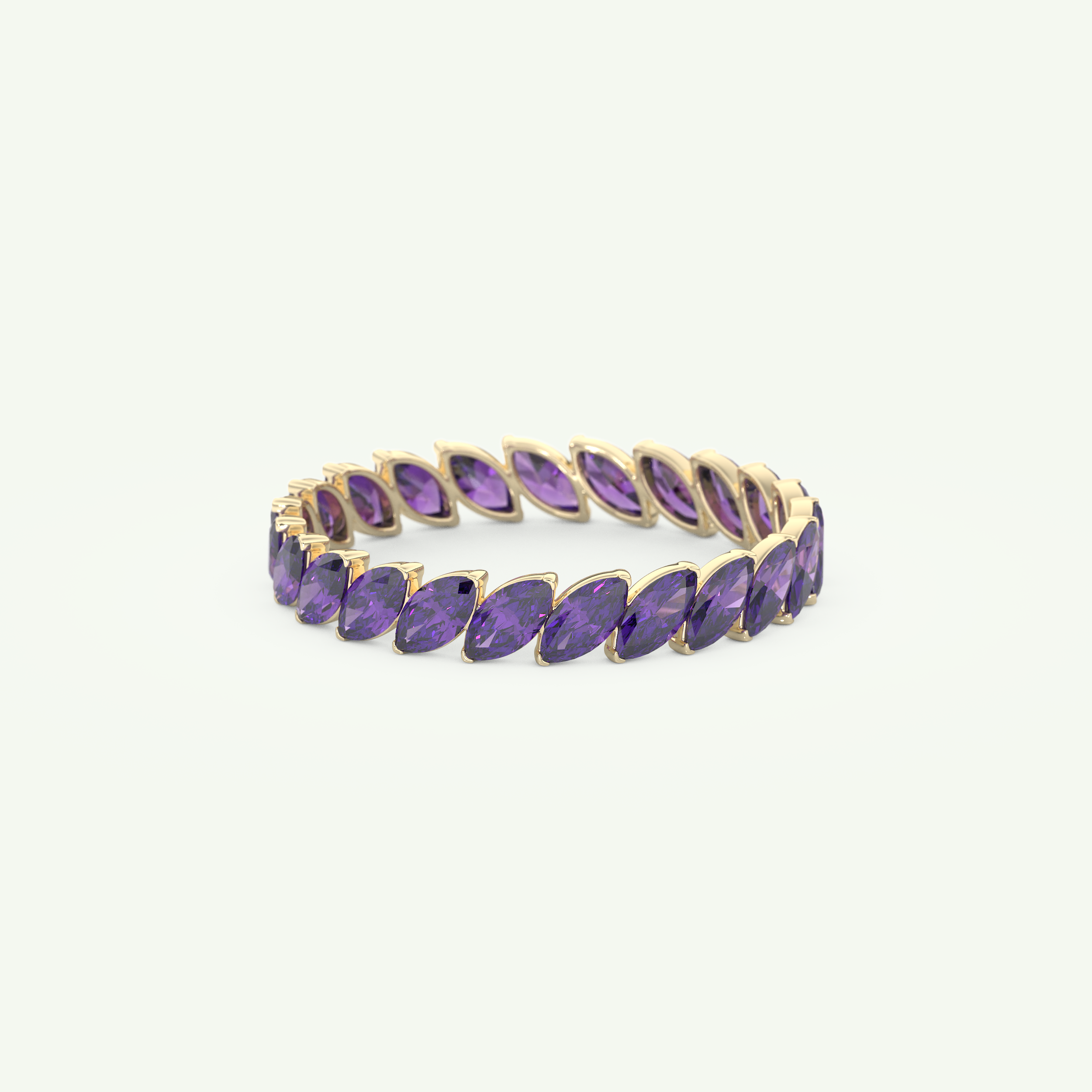 1.2 TCW Marquise Shaped February-Amethyst Birthstone Wedding Band 2