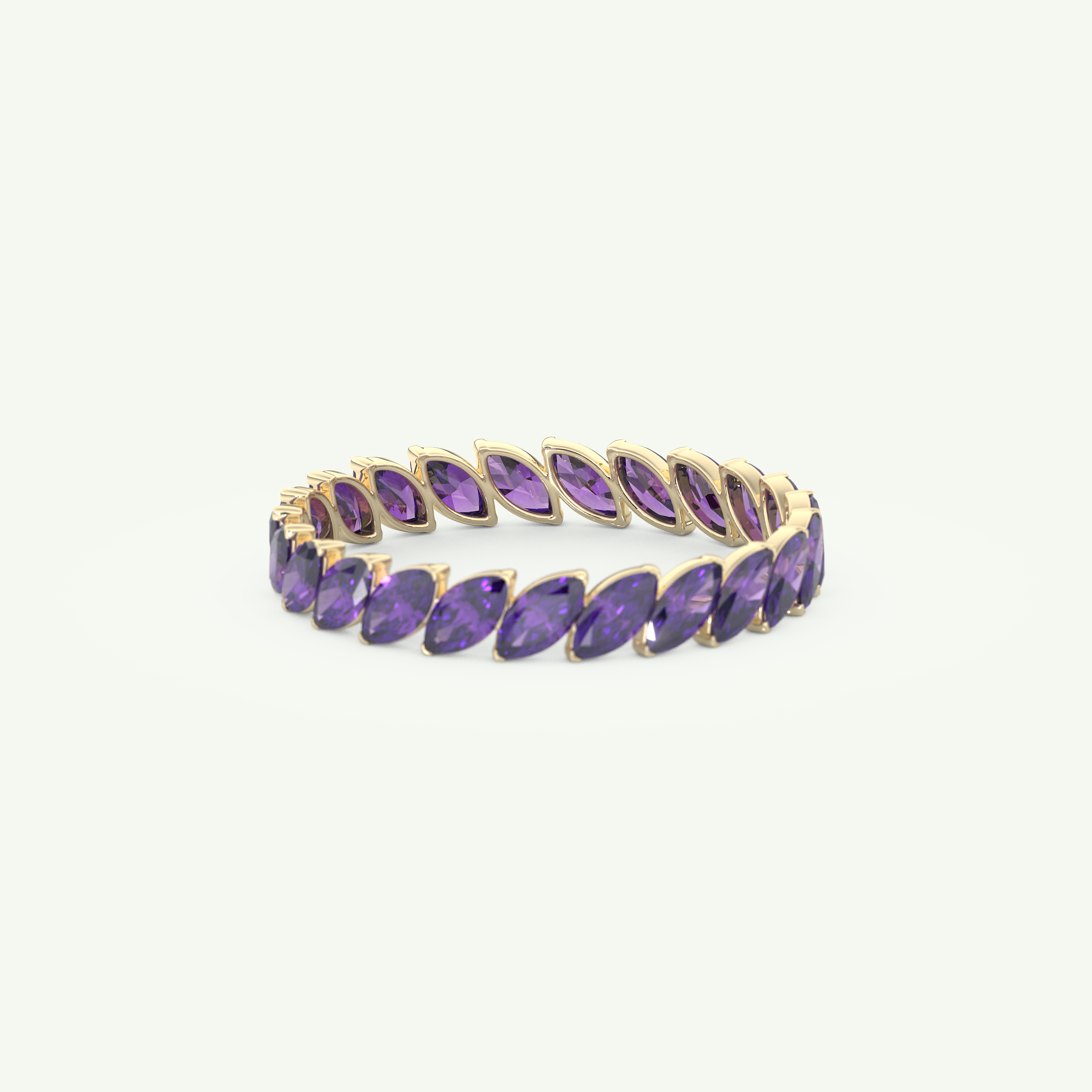 1.2 TCW Marquise Shaped February-Amethyst Birthstone Wedding Band 3