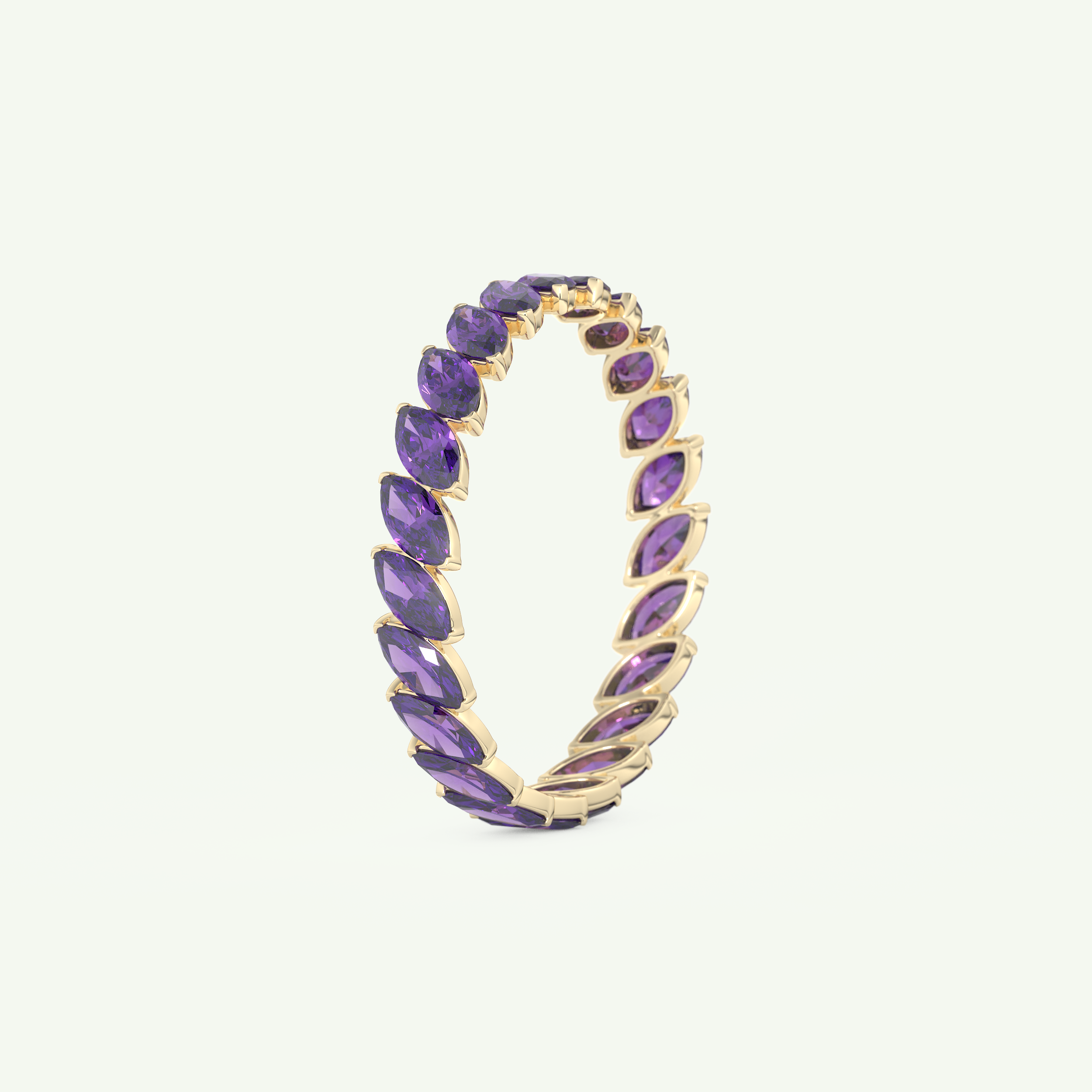 1.2 TCW Marquise Shaped February-Amethyst Birthstone Wedding Band 4