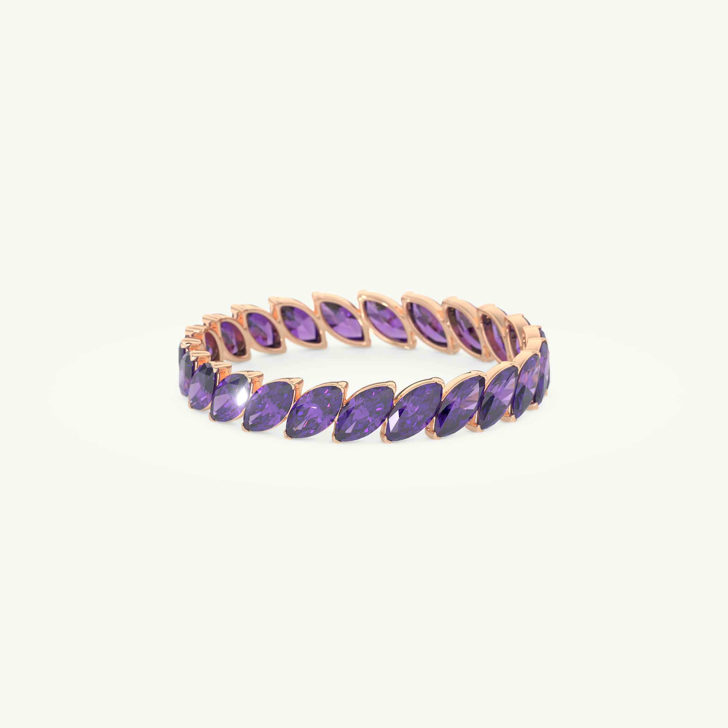 1.2 TCW Marquise Shaped February-Amethyst Birthstone Wedding Band 7