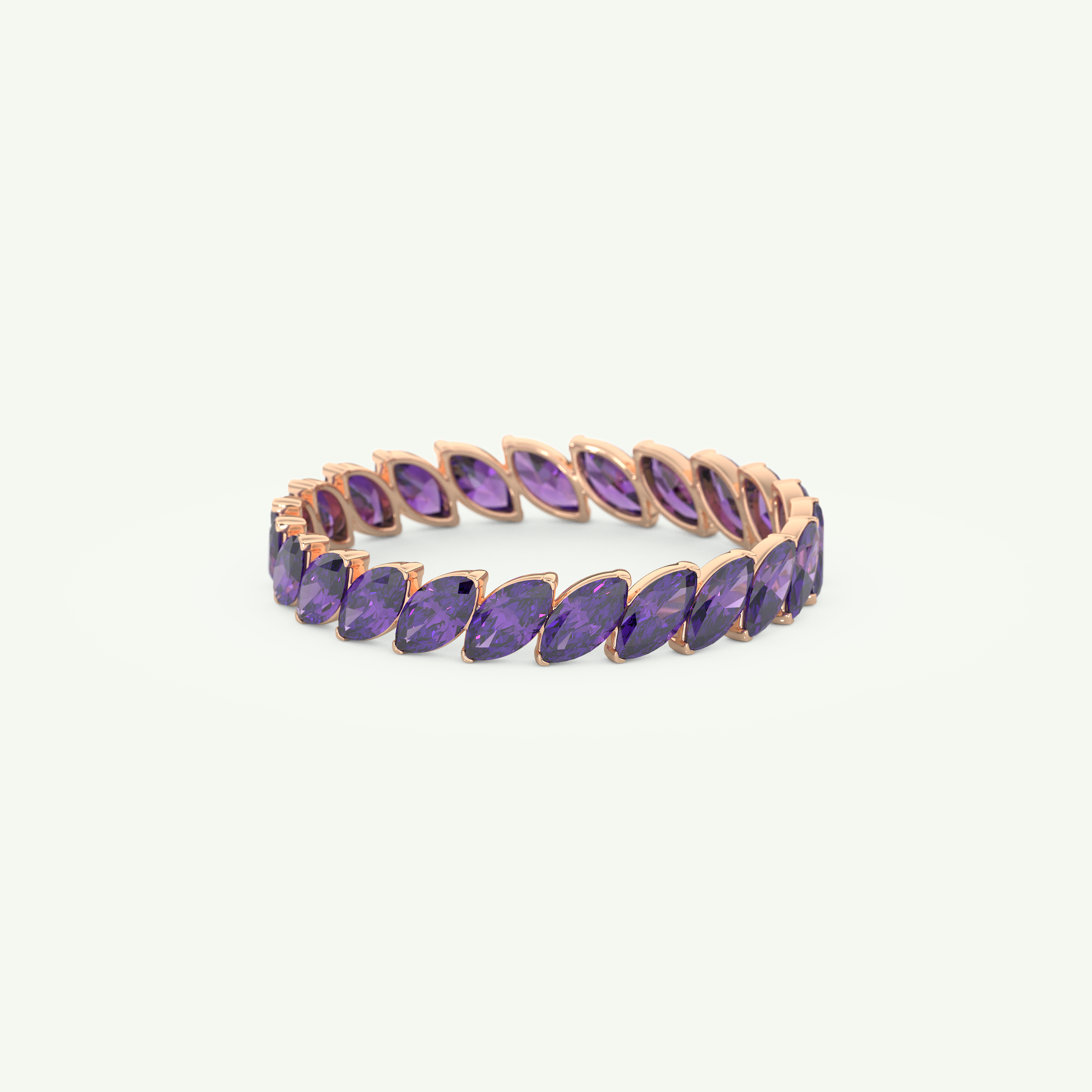 1.2 TCW Marquise Shaped February-Amethyst Birthstone Wedding Band 8