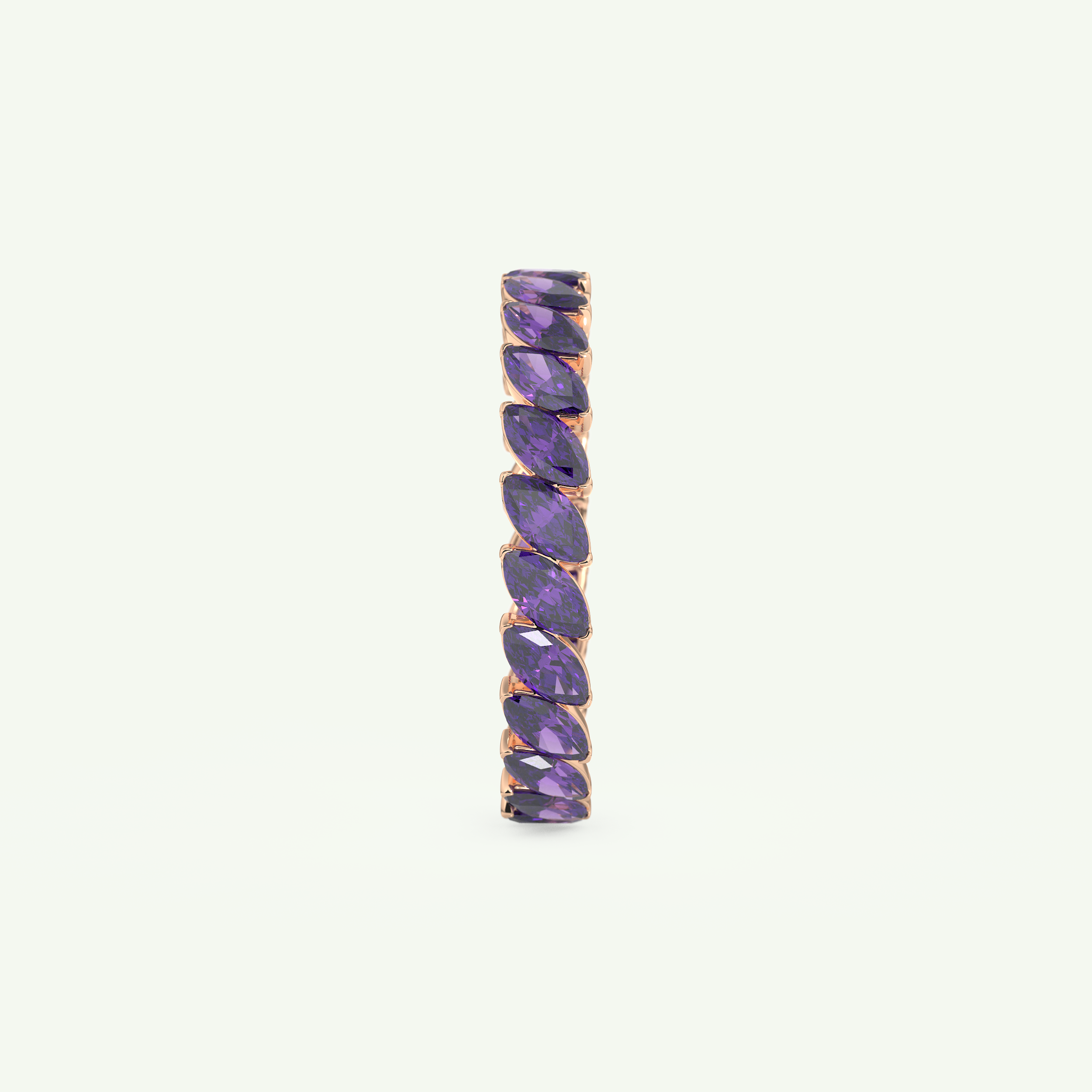 1.2 TCW Marquise Shaped February-Amethyst Birthstone Wedding Band 12