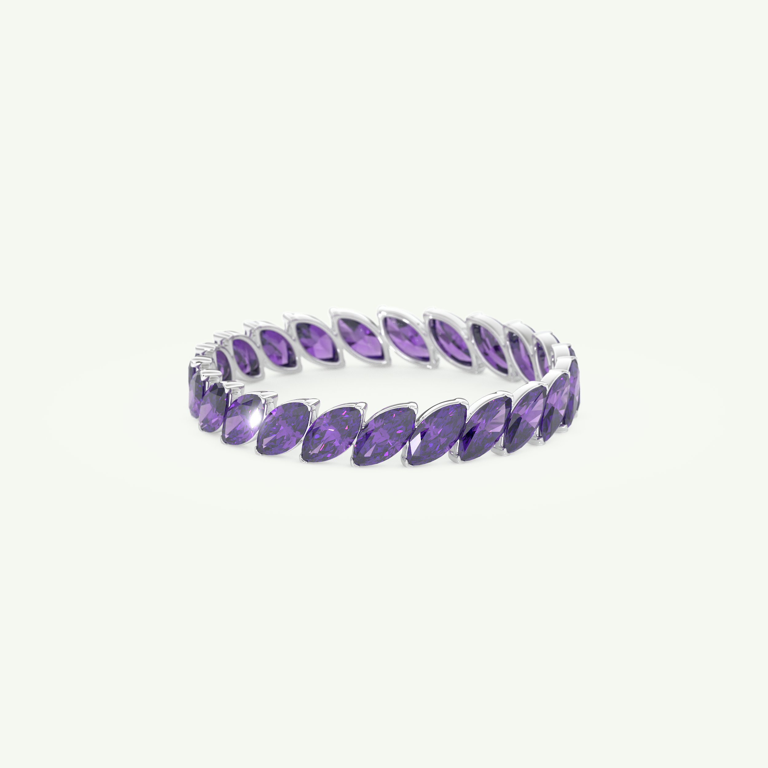 1.2 TCW Marquise Shaped February-Amethyst Birthstone Wedding Band 13