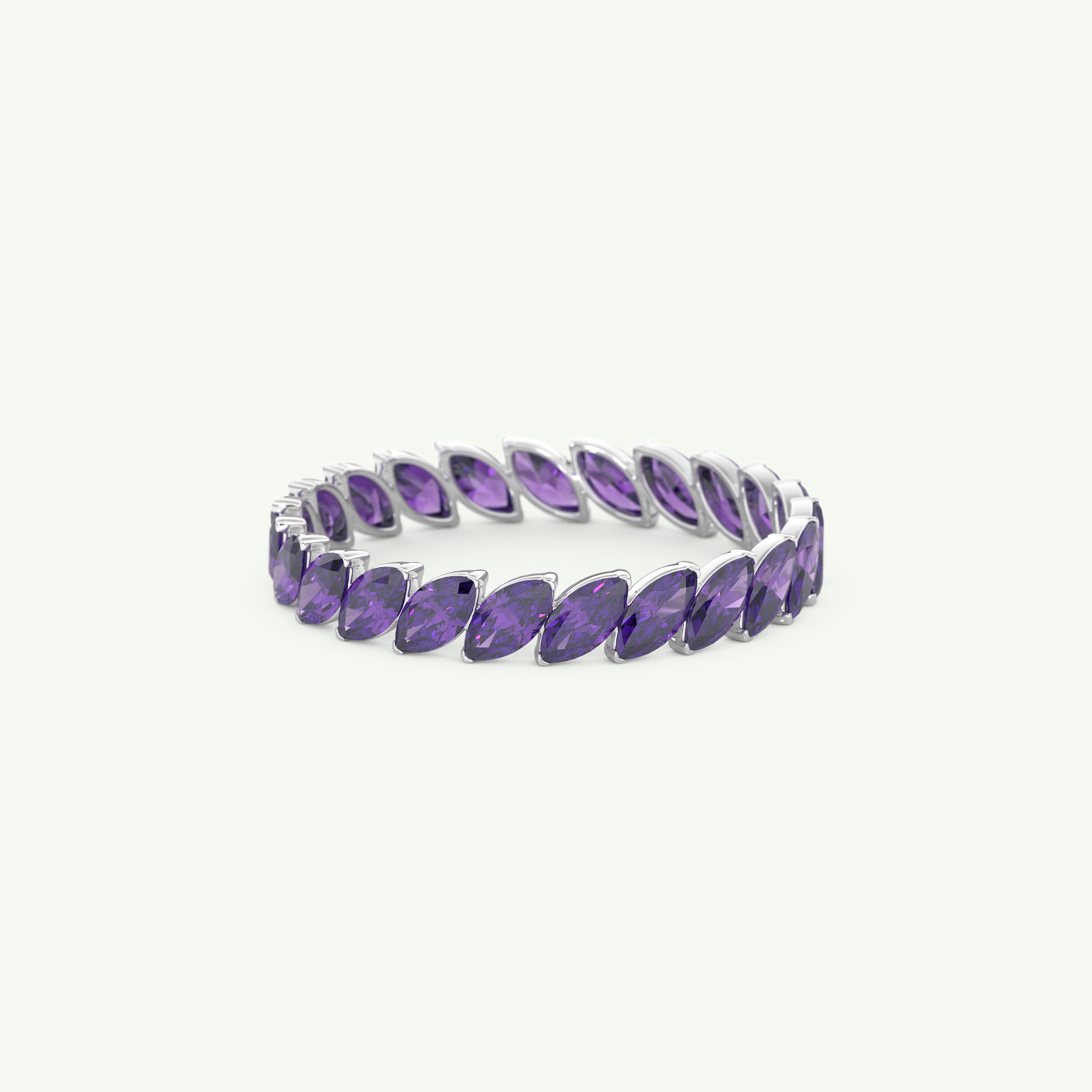 1.2 TCW Marquise Shaped February-Amethyst Birthstone Wedding Band 14