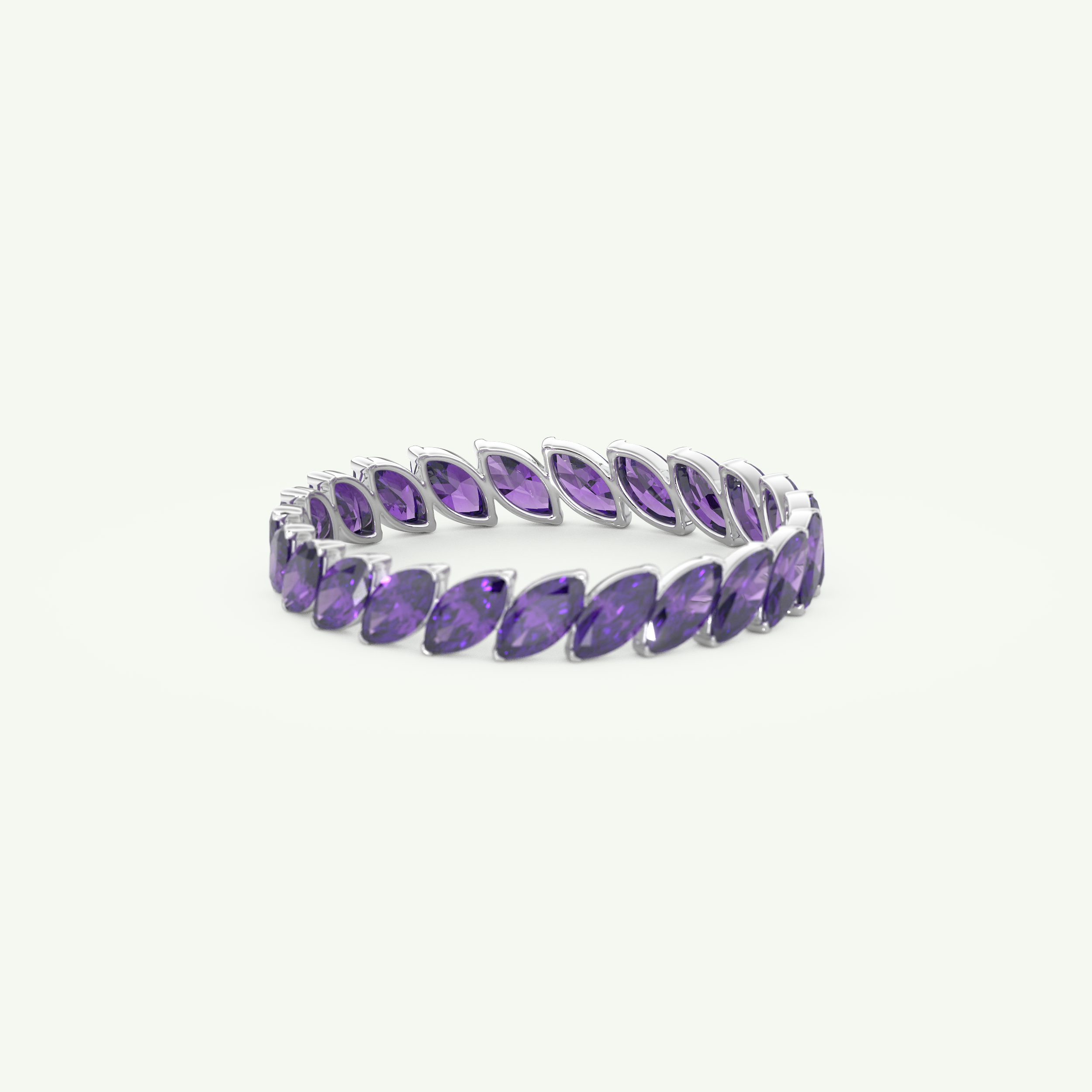 1.2 TCW Marquise Shaped February-Amethyst Birthstone Wedding Band 15