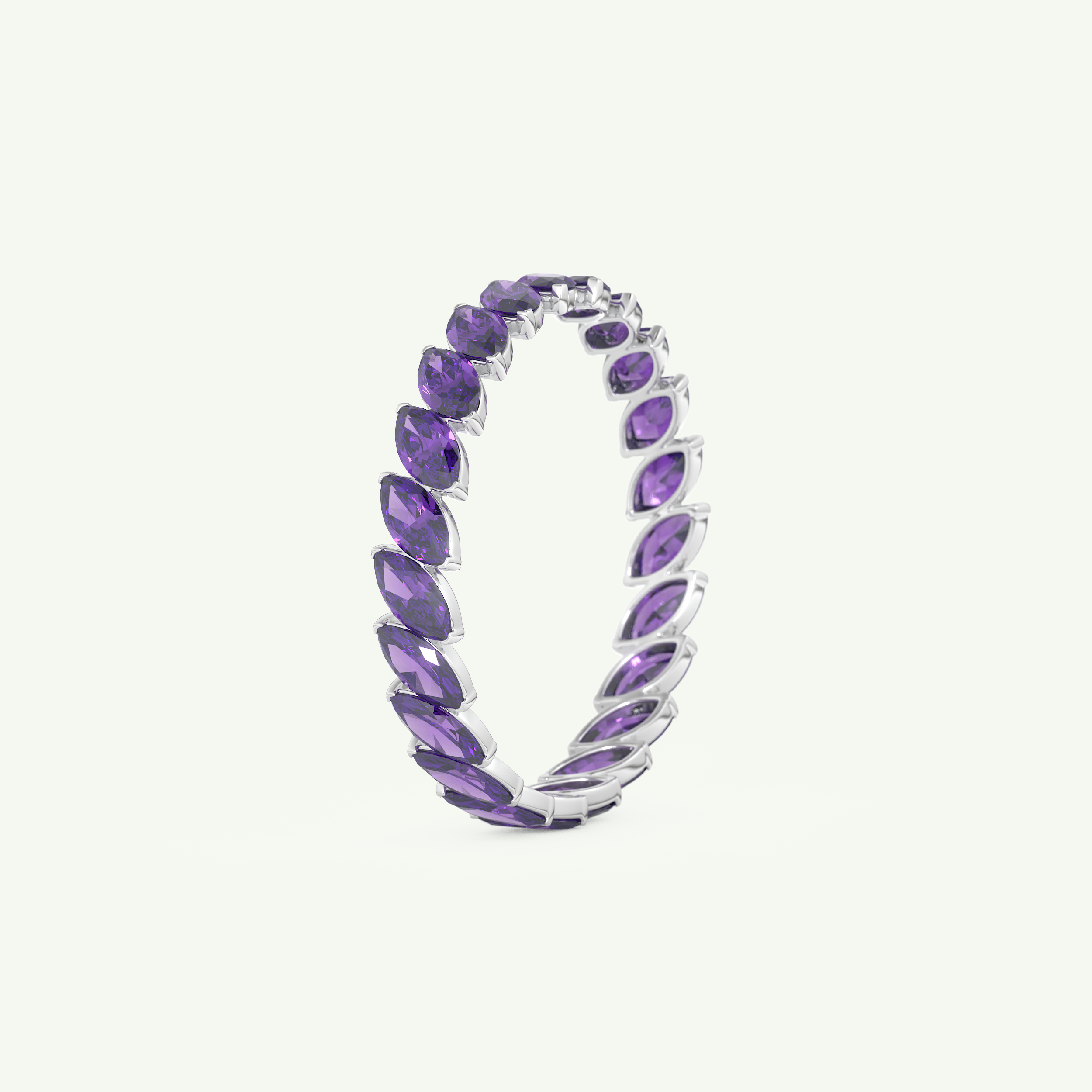 1.2 TCW Marquise Shaped February-Amethyst Birthstone Wedding Band 16