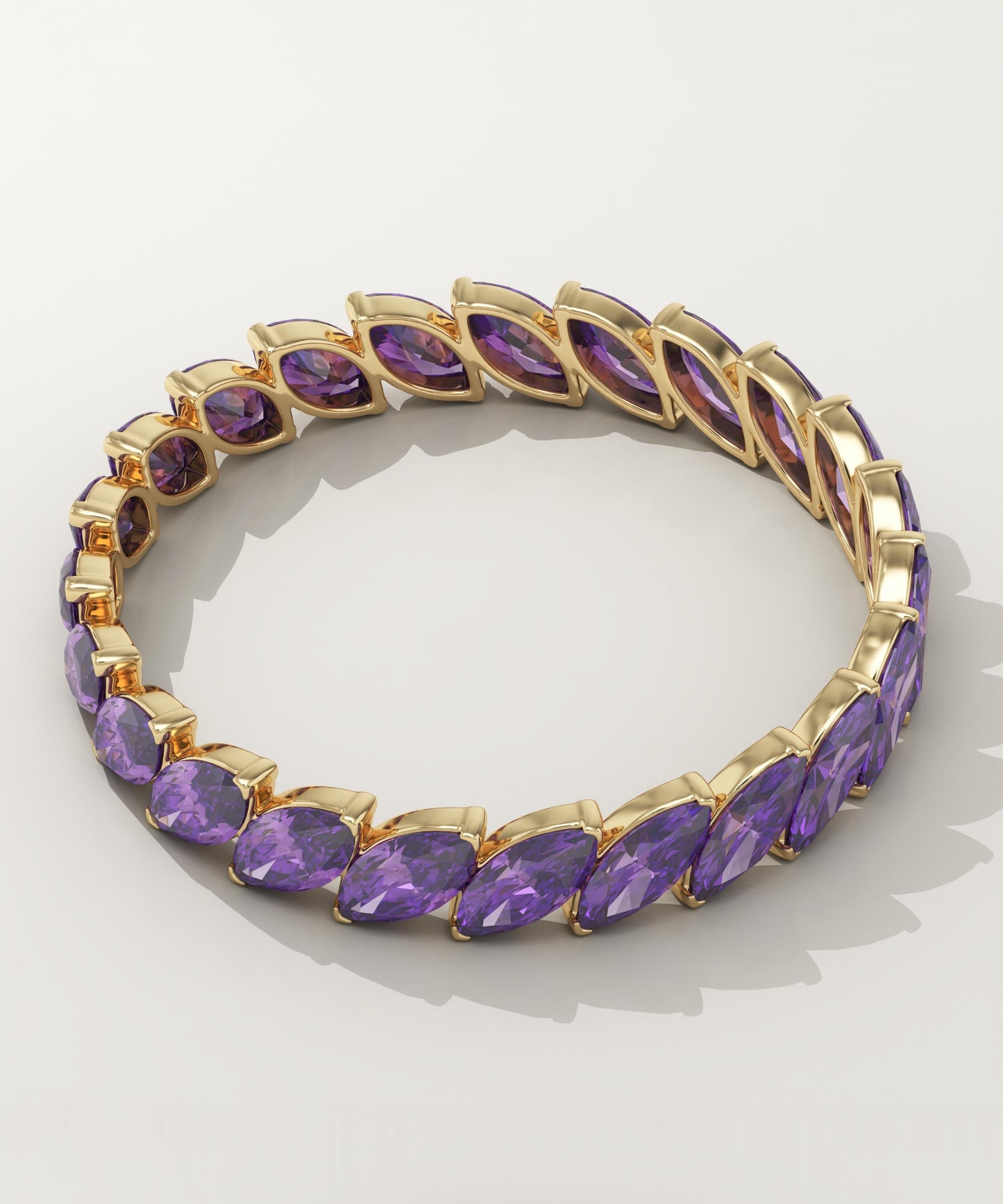 1.2 TCW Marquise Shaped February-Amethyst Birthstone Wedding Band