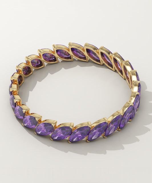 1.2 TCW Marquise Shaped February-Amethyst Birthstone Wedding Band