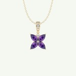0.72 TCW Round & Pear February-Amethyst Birthstone Necklace 1