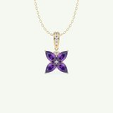 0.72 TCW Round & Pear February-Amethyst Birthstone Necklace 1