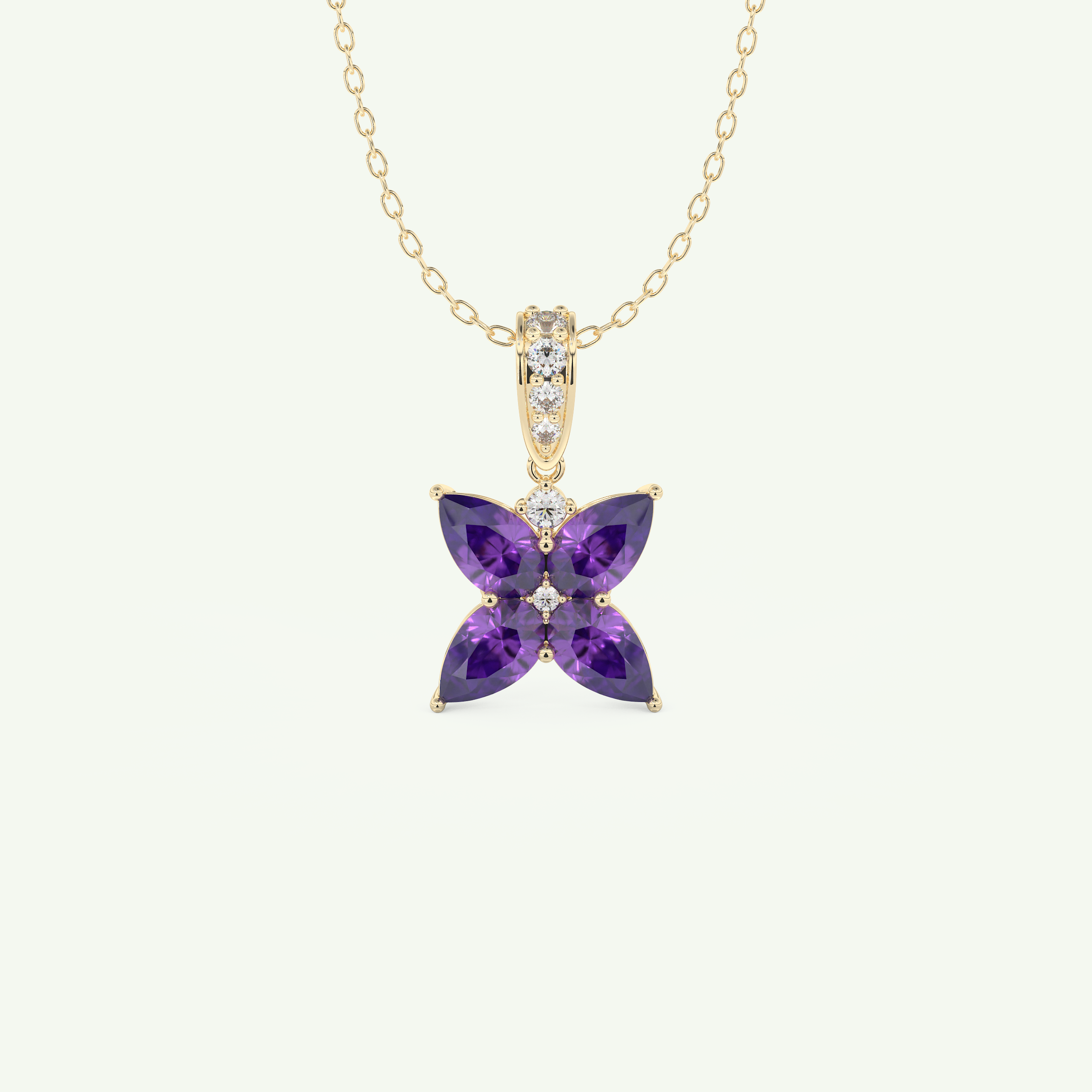 0.72 TCW Round & Pear February-Amethyst Birthstone Necklace 1