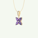 0.72 TCW Round & Pear February-Amethyst Birthstone Necklace 2