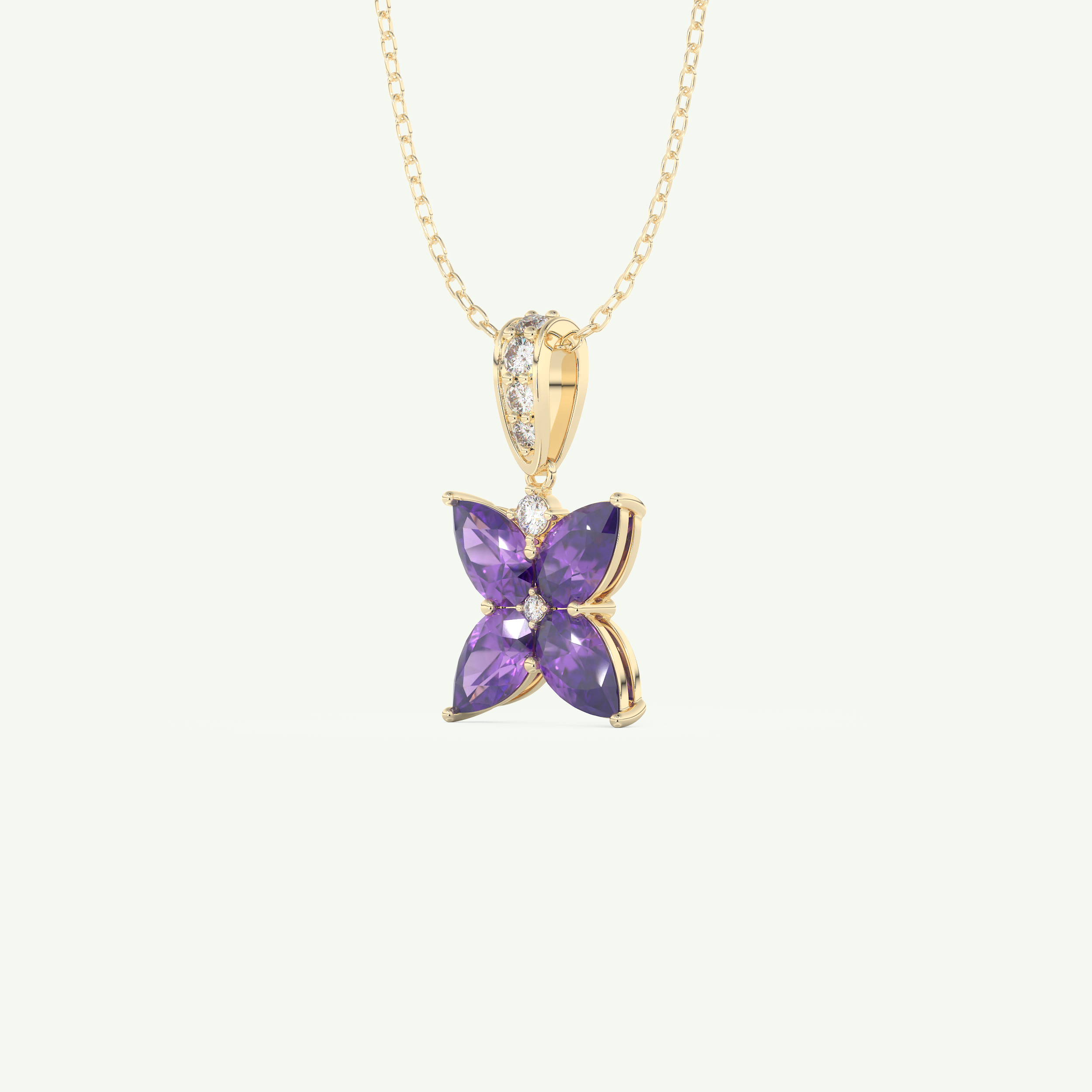 0.72 TCW Round & Pear February-Amethyst Birthstone Necklace 2