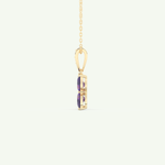 0.72 TCW Round & Pear February-Amethyst Birthstone Necklace 3