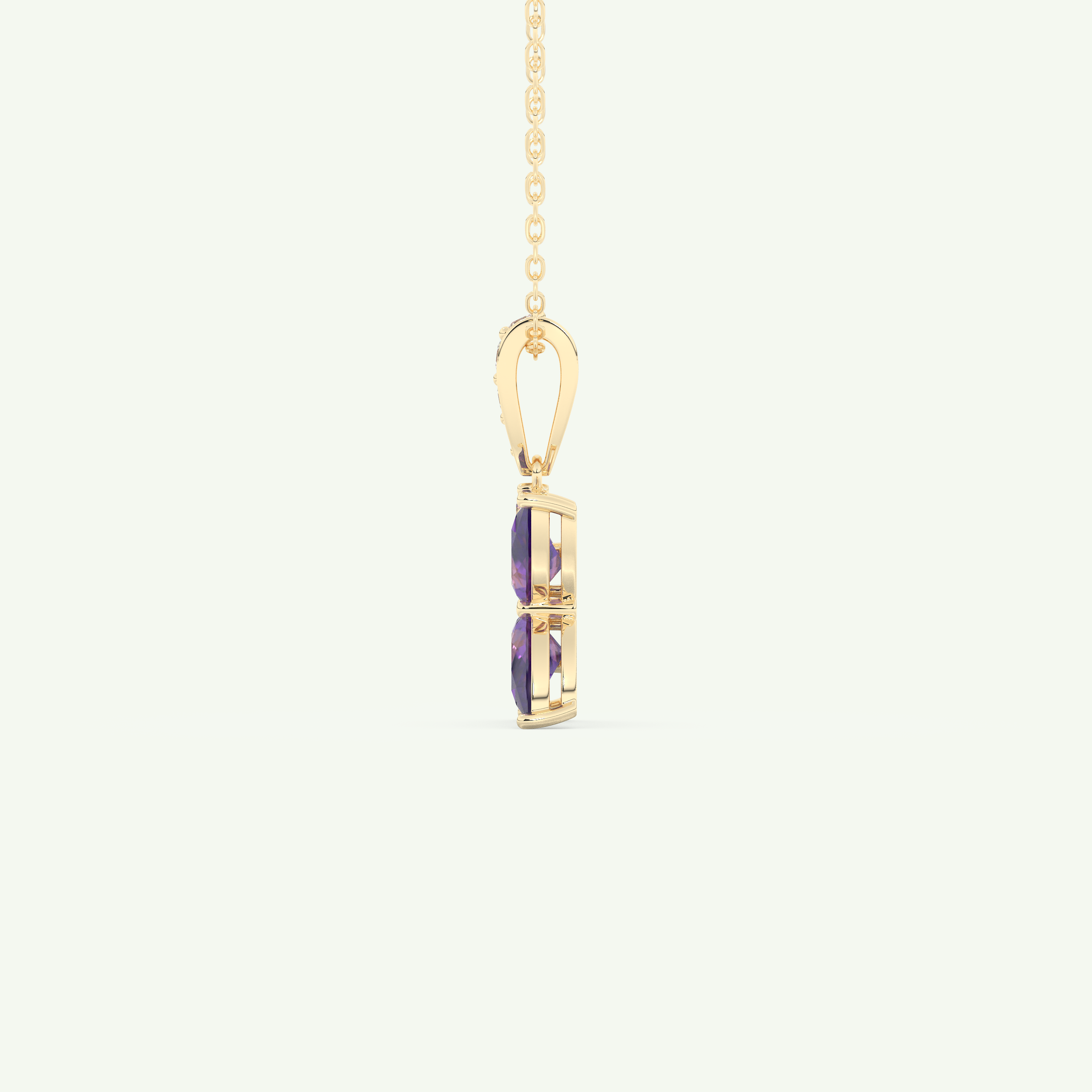 0.72 TCW Round & Pear February-Amethyst Birthstone Necklace 3