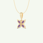 0.72 TCW Round & Pear February-Amethyst Birthstone Necklace 4