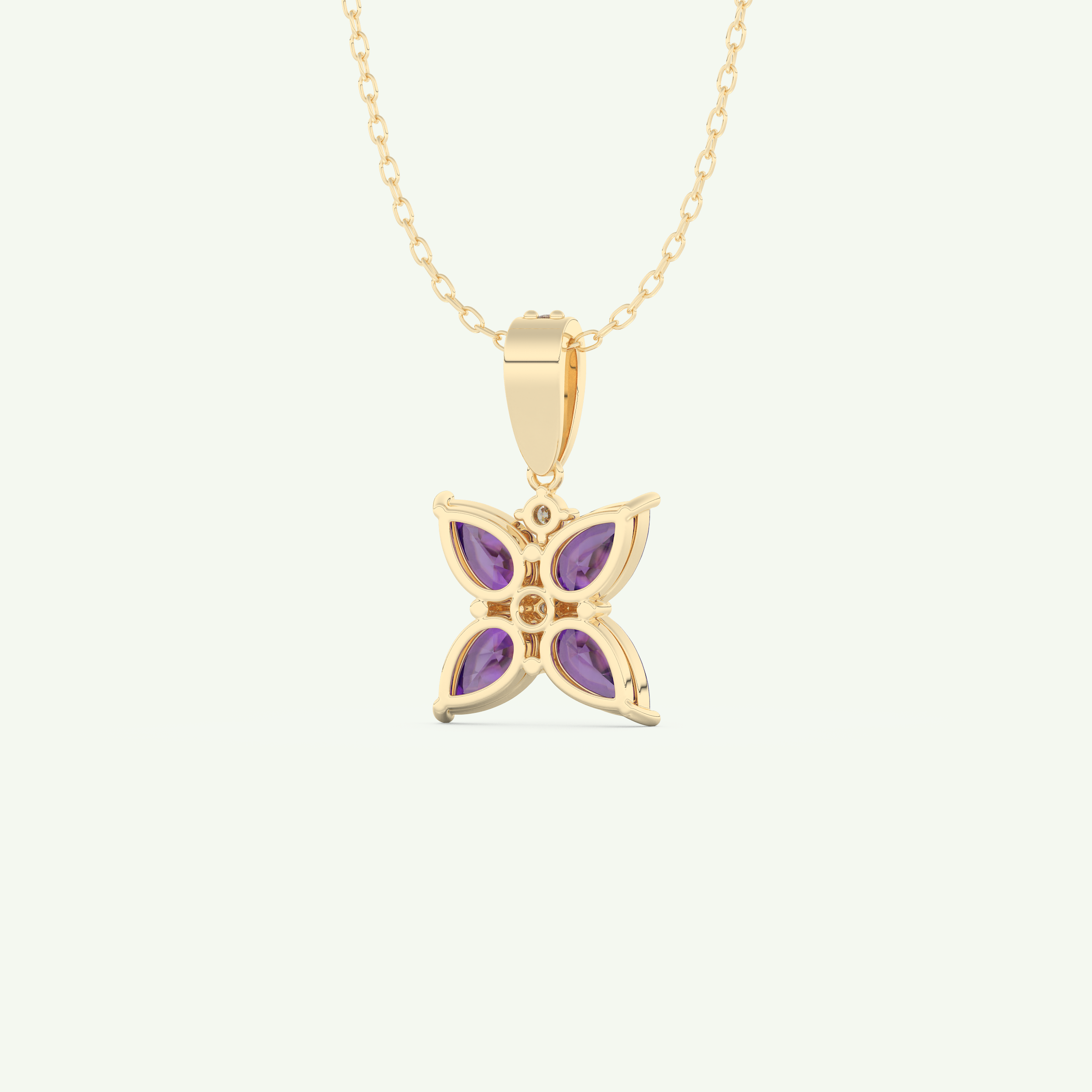 0.72 TCW Round & Pear February-Amethyst Birthstone Necklace 4