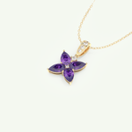 0.72 TCW Round & Pear February-Amethyst Birthstone Necklace 5