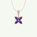 0.72 TCW Round & Pear February-Amethyst Birthstone Necklace 6
