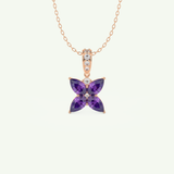 0.72 TCW Round & Pear February-Amethyst Birthstone Necklace 6