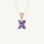 0.72 TCW Round & Pear February-Amethyst Birthstone Necklace 7