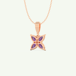 0.72 TCW Round & Pear February-Amethyst Birthstone Necklace 9