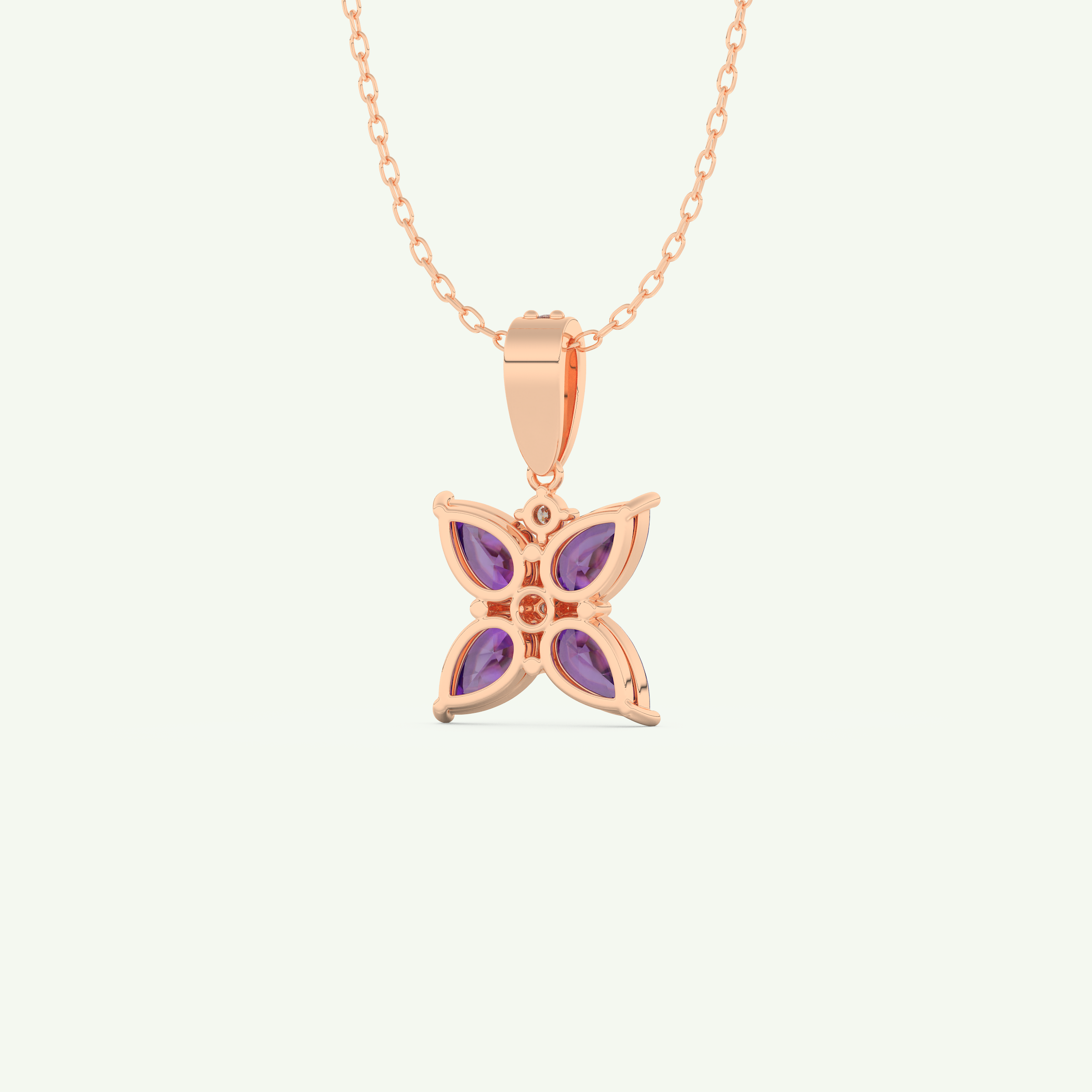 0.72 TCW Round & Pear February-Amethyst Birthstone Necklace 9