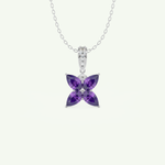 0.72 TCW Round & Pear February-Amethyst Birthstone Necklace 11