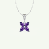 0.72 TCW Round & Pear February-Amethyst Birthstone Necklace 11
