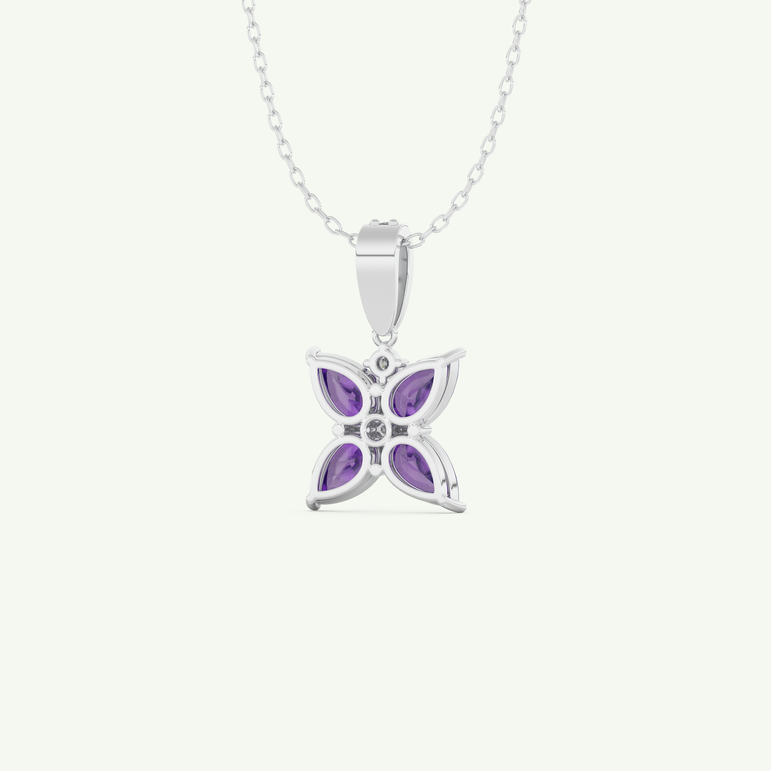 0.72 TCW Round & Pear February-Amethyst Birthstone Necklace 14