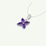 0.72 TCW Round & Pear February-Amethyst Birthstone Necklace 15