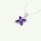 0.72 TCW Round & Pear February-Amethyst Birthstone Necklace 15