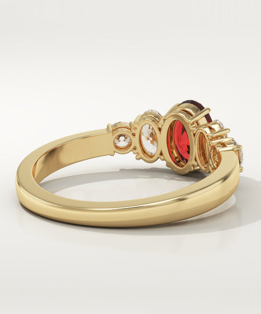 0.17 CT Oval Cut Cluster Lab-Grown Garnet Gemstone Engagement Ring