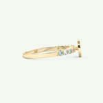 0.24 CT Round Cut Initial March-Aquamarine Birthstone Engagement Ring 2