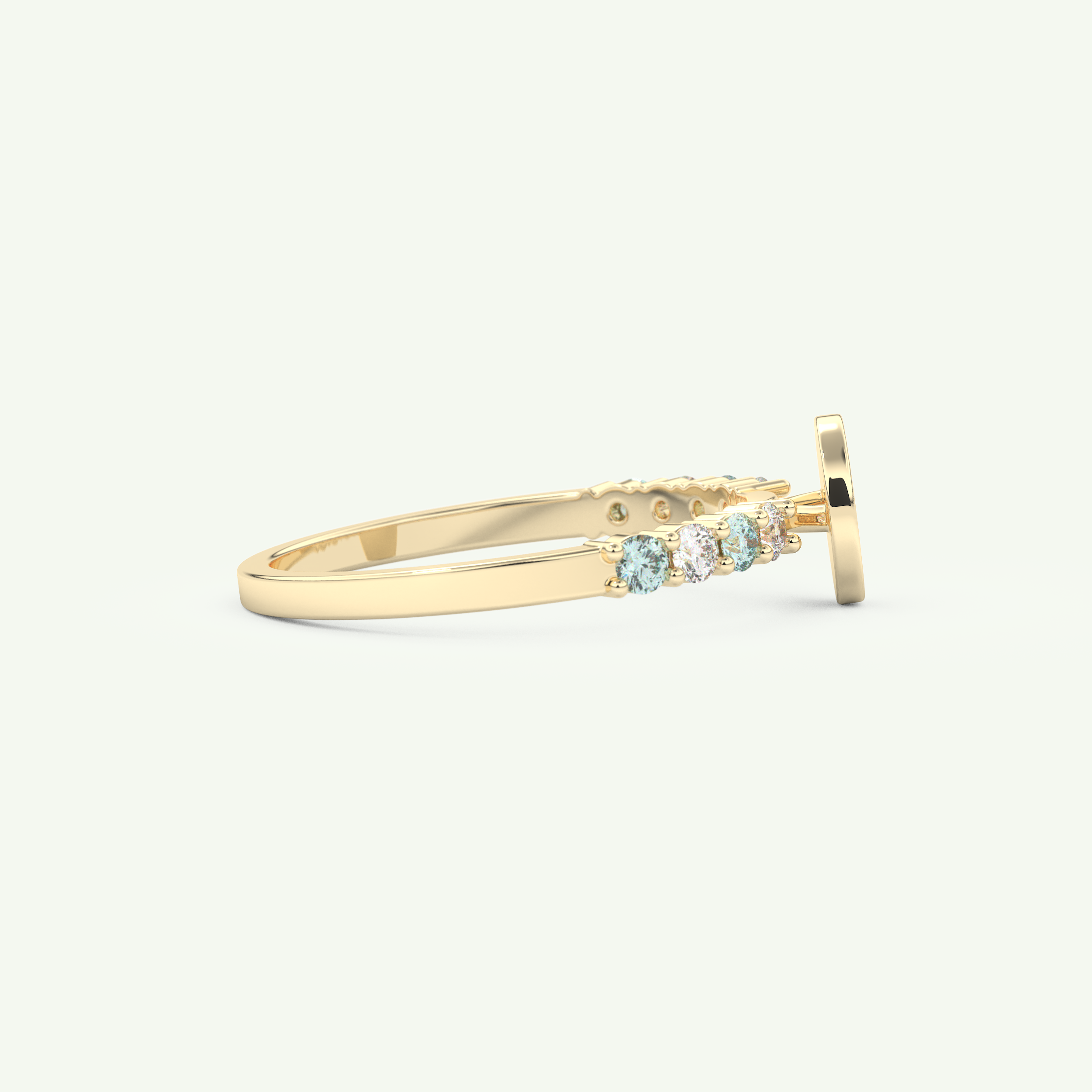 0.24 CT Round Cut Initial March-Aquamarine Birthstone Engagement Ring 2