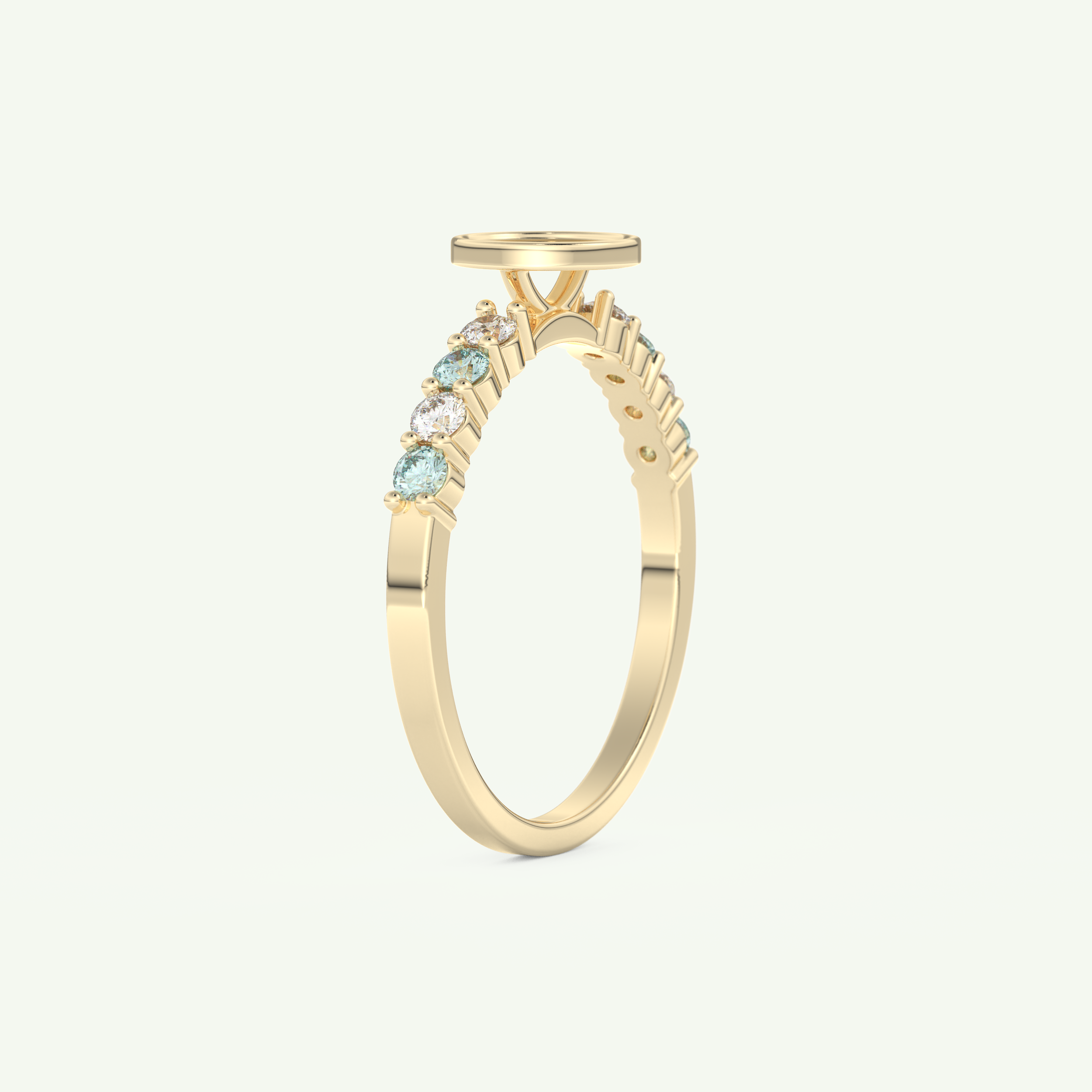 0.24 CT Round Cut Initial March-Aquamarine Birthstone Engagement Ring 4