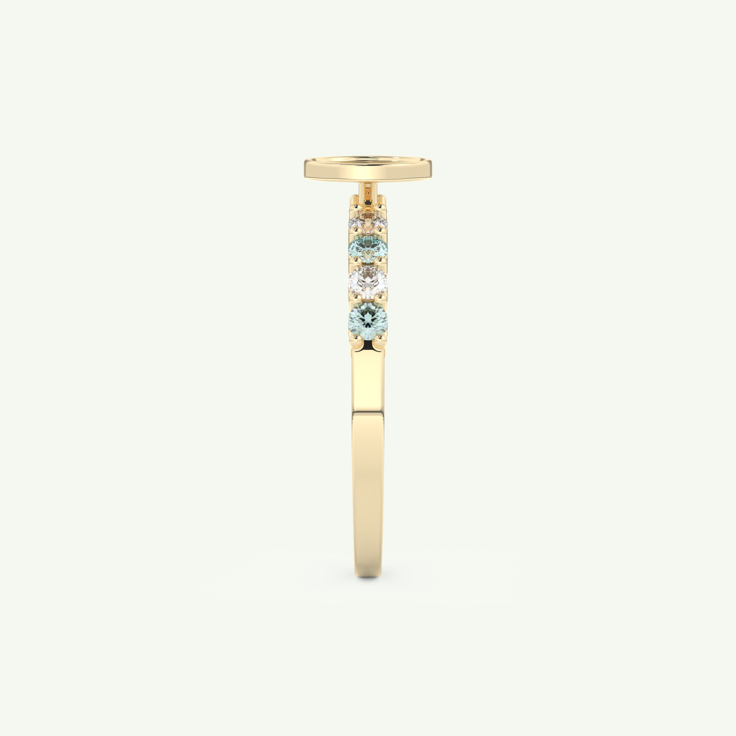 0.24 CT Round Cut Initial March-Aquamarine Birthstone Engagement Ring 6