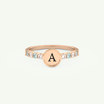 0.24 CT Round Cut Initial March-Aquamarine Birthstone Engagement Ring 7