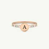 0.24 CT Round Cut Initial March-Aquamarine Birthstone Engagement Ring 7
