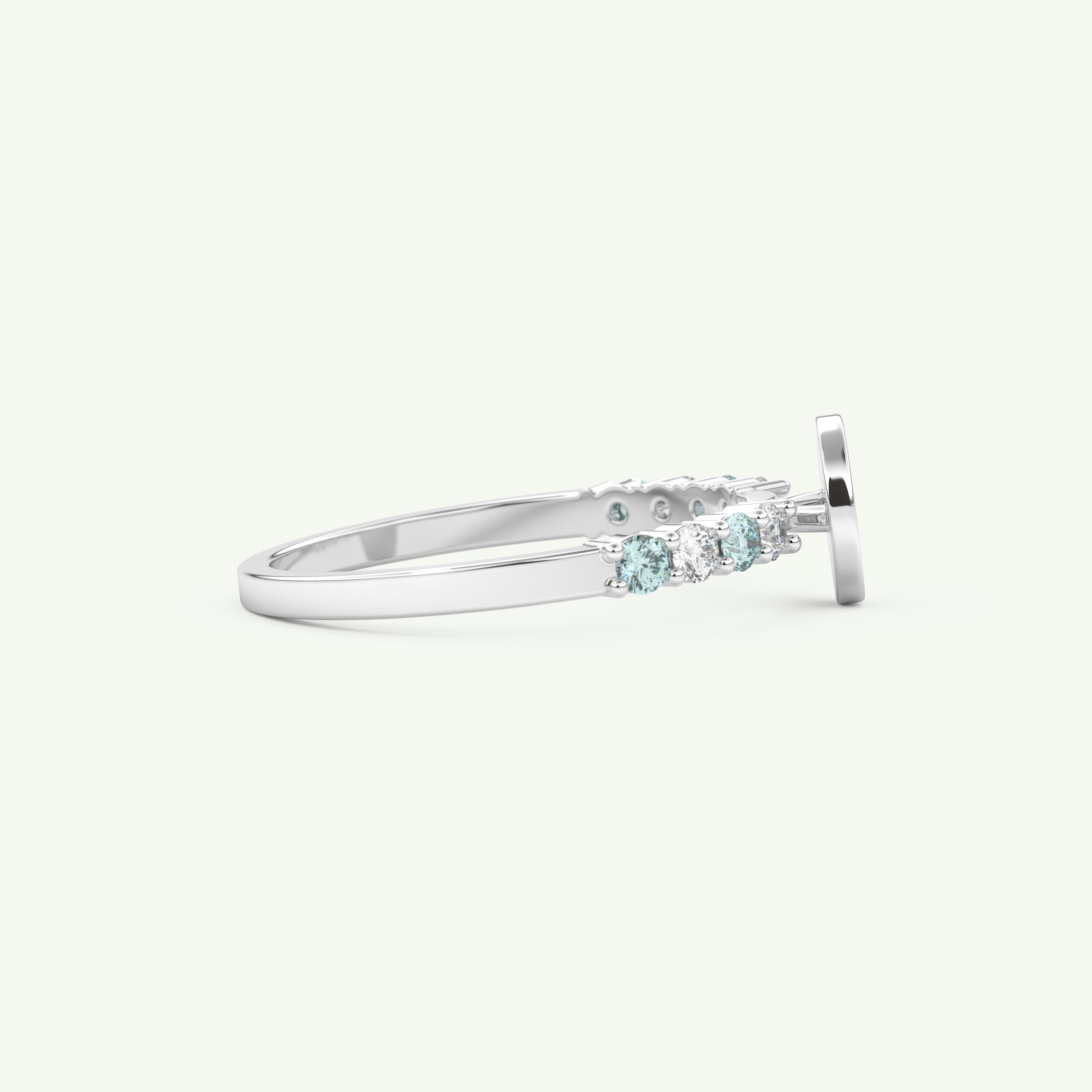 0.24 CT Round Cut Initial March-Aquamarine Birthstone Engagement Ring 14