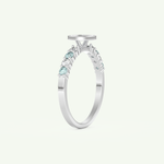 0.24 CT Round Cut Initial March-Aquamarine Birthstone Engagement Ring 16