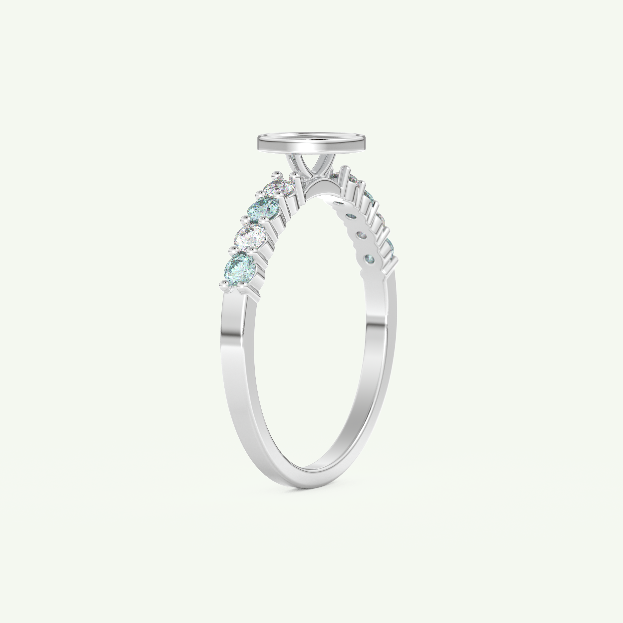 0.24 CT Round Cut Initial March-Aquamarine Birthstone Engagement Ring 16