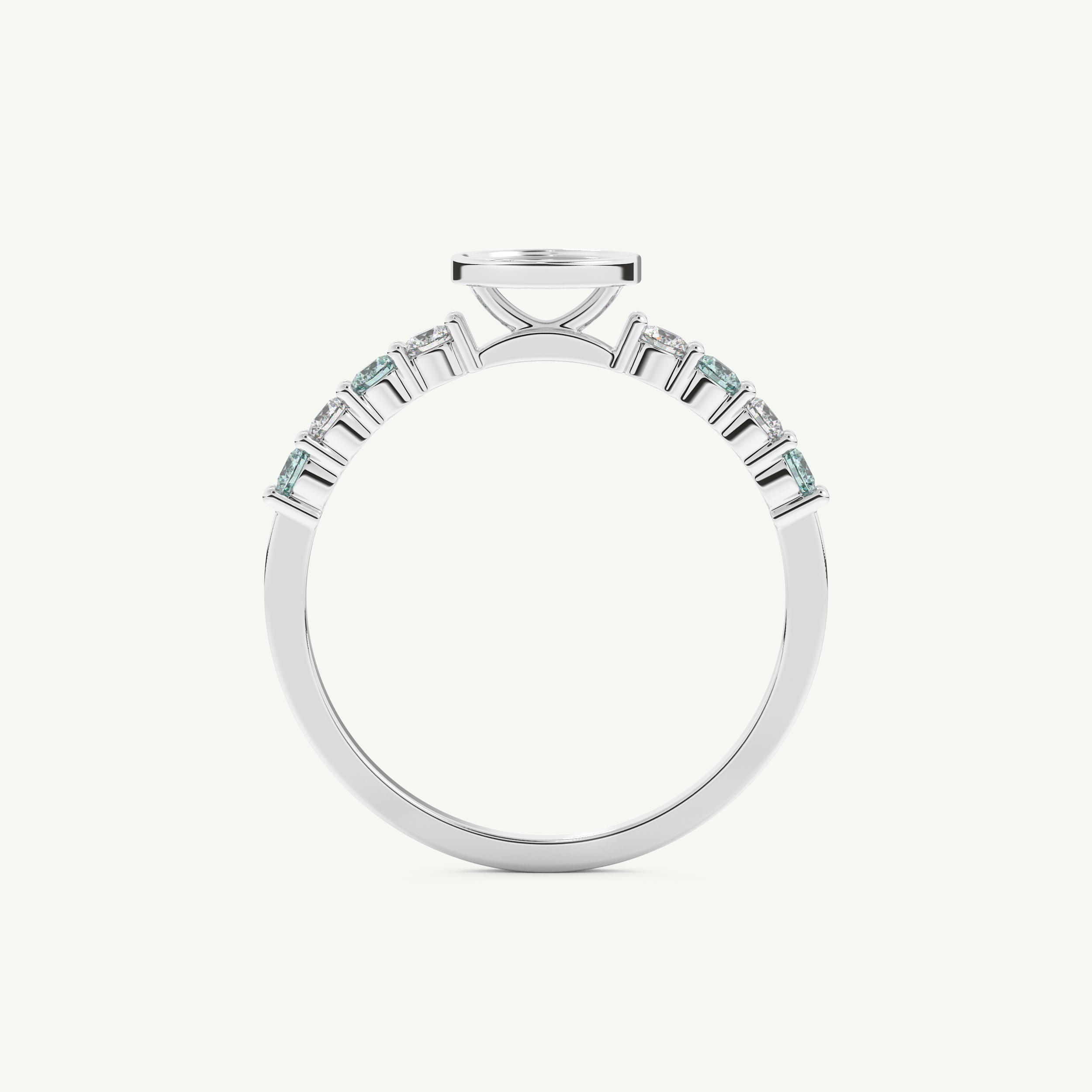0.24 CT Round Cut Initial March-Aquamarine Birthstone Engagement Ring 17