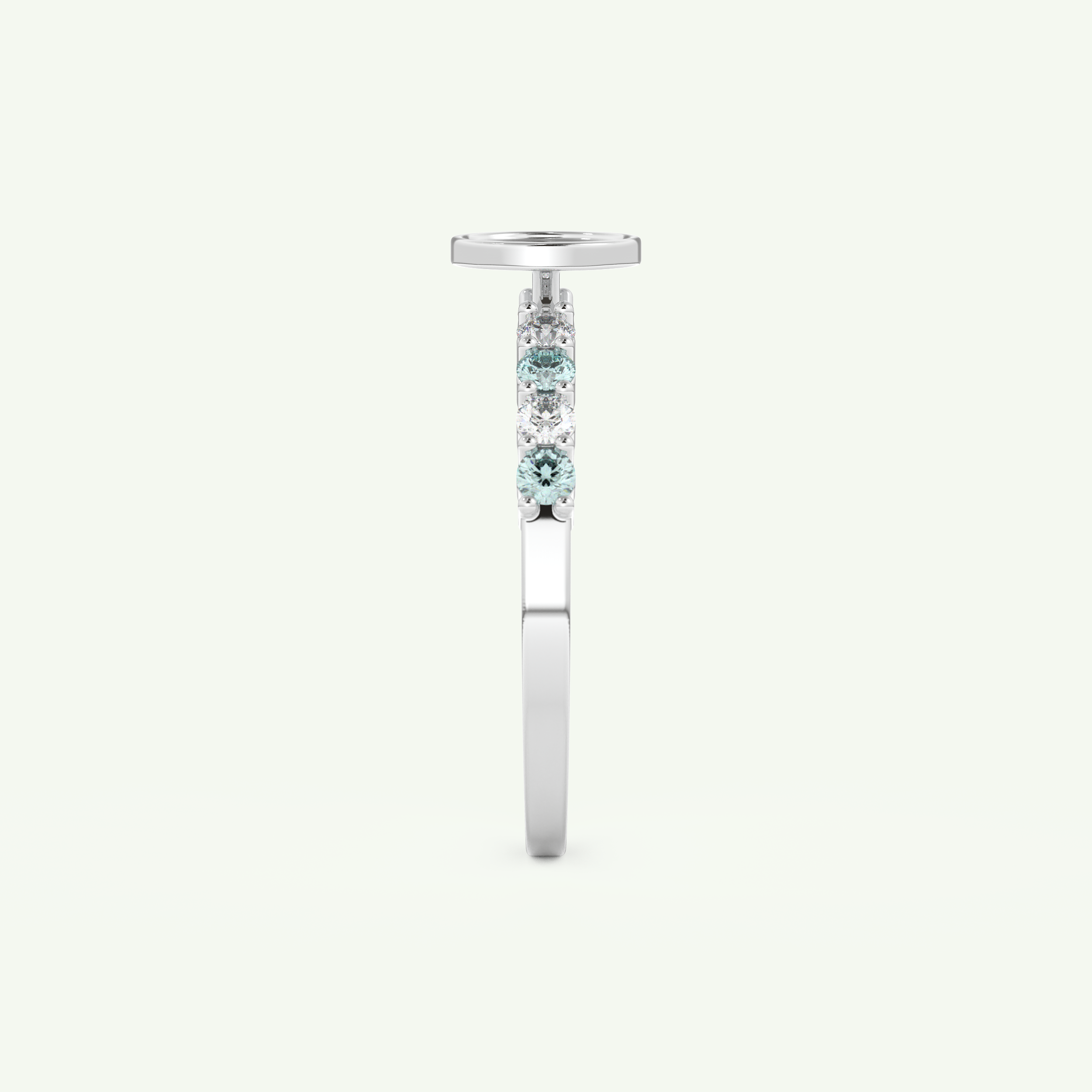 0.24 CT Round Cut Initial March-Aquamarine Birthstone Engagement Ring 18
